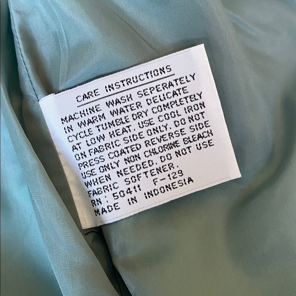 Vintage Fleet Street Teal Shimmer Trench Coat 80s Cinch Waist Jacket - Picture 4 of 8